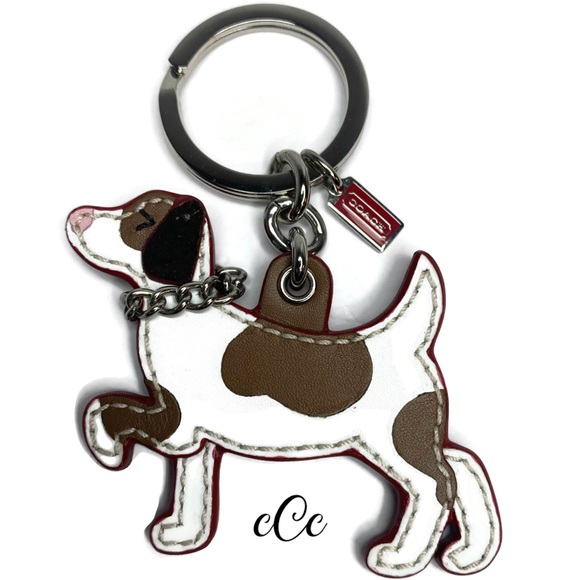 coach leather dog keychain